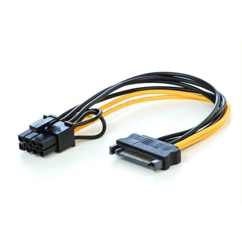 15Pin SATA Male to 8 (6+2) Pin Female Graphic Card Power Cable, Approx 20CM