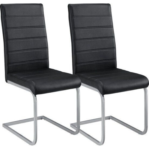2 Eetkamerstoelen / stoel - Vegas - Kunstleer - Zwart
