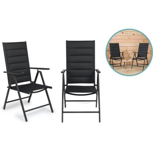 909 Outdoor 909 - Tuinstoelenset - Inklapbaar met zachte bekleding - Zwart (2 stuks)