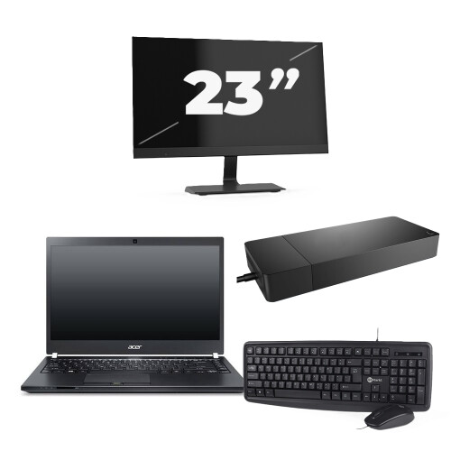 Acer TravelMate P645-SG - Intel Core i7-5e Generatie - 14 inch - 8GB RAM - 256GB SSD - Windows 11 Home + 1x 23 inch Monitor Tweedehands