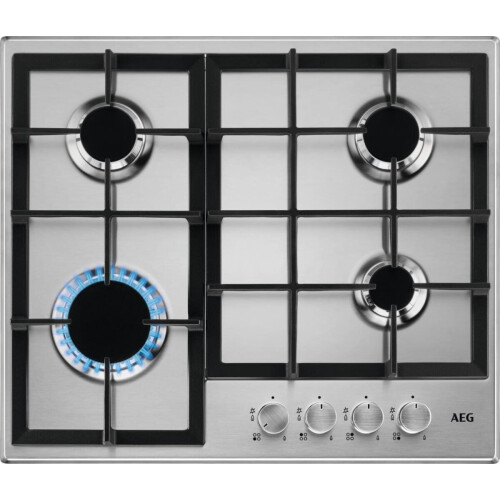 AEG HGB64200SM - Inbouw gaskookplaat - High Efficiency branders - Gietijzeren pannendragers Tweedehands