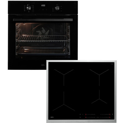 AEG HH24BSIB - Inbouw oven + inductiekookplaat - 72L A+ RVS/zwart glas Tweedehands