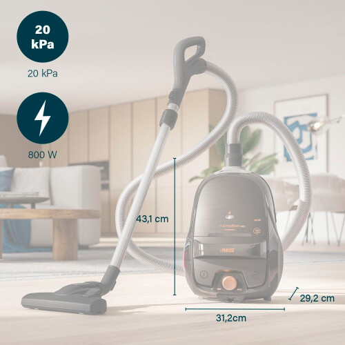 Airmotion Pro, Geurfunctie voor frisse lucht, Licht&Compact&groot volume 4L, wendbaar met 3 zwenkwielen, 4,5 kg, 800W, 20 kPa, HEPA-filter, 12m, 68 dB, Stofzuiger met zak 336090 Tweedehands