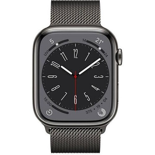 Apple Watch () 2023 GPS 45 mm - Roestvrij staal Grijs - Milanees bandje Grijs Tweedehands