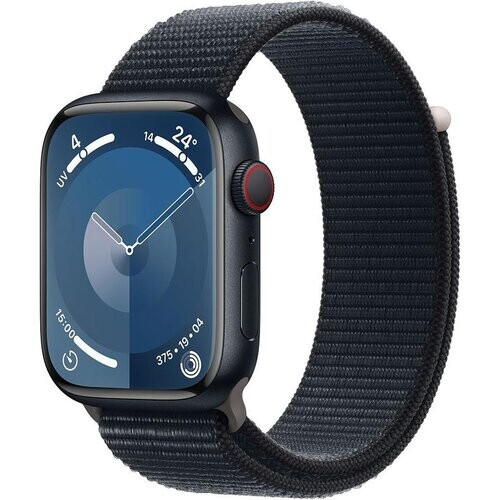 Apple Watch () 2023 GPS + Cellular 45 mm - Aluminium Middernacht - Geweven sportbandje Blauw Tweedehands