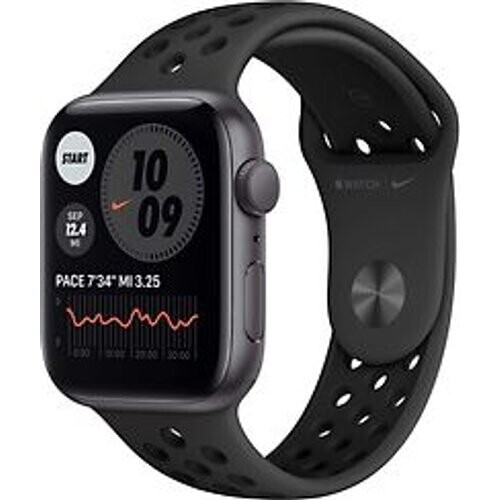 Apple Watch Nike SE 44 mm kast van spacegrijs aluminium met grijs/zwart sportbandje van Nike [wifi] Tweedehands