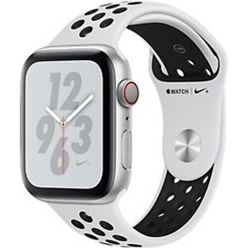 Apple Watch Nike+ Series 4 44 mm aluminium zilver met geweven Nike sportarmband [wifi + cellular] platinumzwart Tweedehands