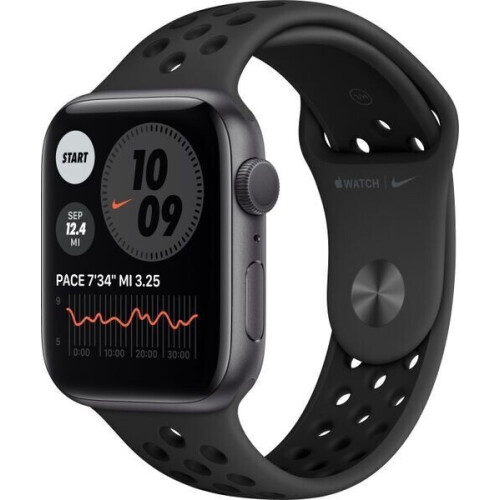 Apple Watch Nike Series 6 Aluminium 40 mm (2020) - GPS + Cellular - Spacegrijs - Sportband zwart Tweedehands