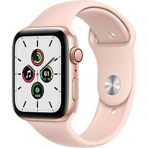 Apple Watch SE 44 mm kast van goud aluminium met roze sportbandje [wifi + cellular]