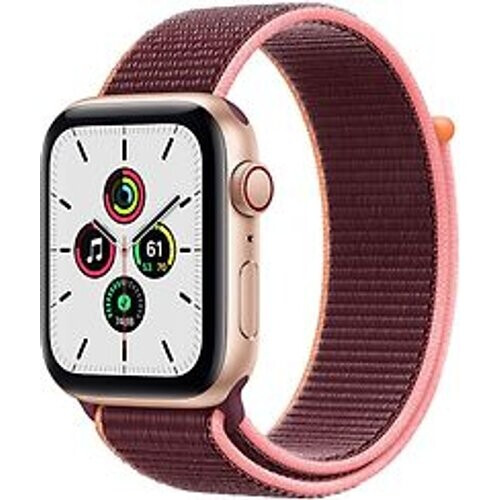 Apple Watch SE 44 mm kast van goud aluminium met Sport Loop paars [wifi + cellular] Tweedehands