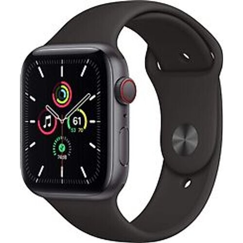 Apple Watch SE 44 mm kast van spacegrijs aluminium met zwart sportbandje [wifi + cellular] Tweedehands
