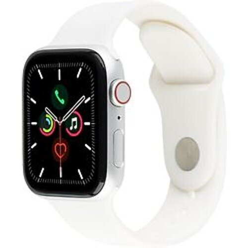 Apple Watch SE 44 mm kast van zilver aluminium met wit sportbandje [wifi + cellular]