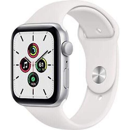 Apple Watch SE 44 mm kast van zilver aluminium met wit sportbandje [wifi] Tweedehands