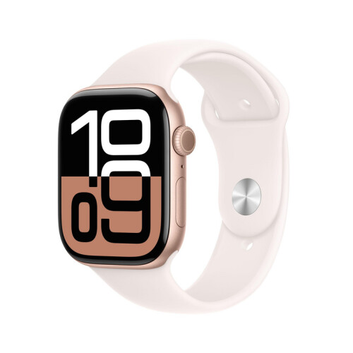 Apple Watch Series 10 - Smartwatch - 46mm GPS Aluminium Sportbandje M/L Rosé Goud Tweedehands
