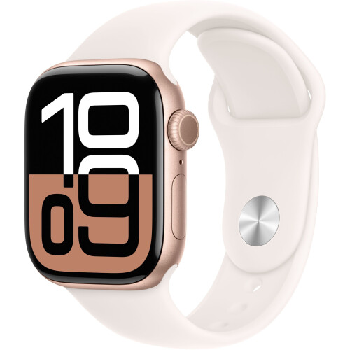 Apple Watch Series 10 - Smartwatch - GPS + Cellular - 42mm - Aluminium - Sportbandje S/M - Rosé Goud