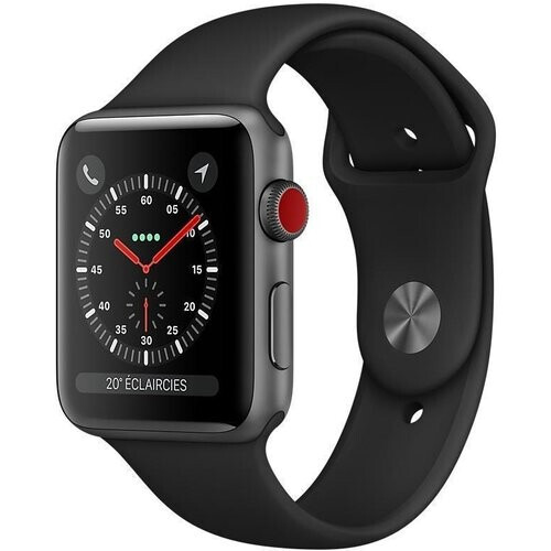 Apple Watch (Series 3) 2017 GPS + Cellular 42 mm - Aluminium Spacegrijs - Sportbandje Zwart Tweedehands