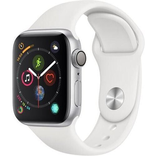 Apple Watch Series 4 (2018) GPS 40 mm - Aluminium Zilver - Sportbandje Wit Tweedehands