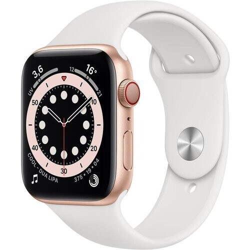 Apple Watch Series 4 (2018) GPS 44 mm - Aluminium Goud - Sportbandje Wit Tweedehands