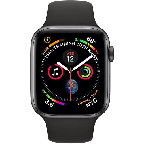 Apple Watch (Series 4) 2018 GPS + Cellular 40 mm - Roestvrij staal Zilver - Sportbandje Zwart Tweedehands