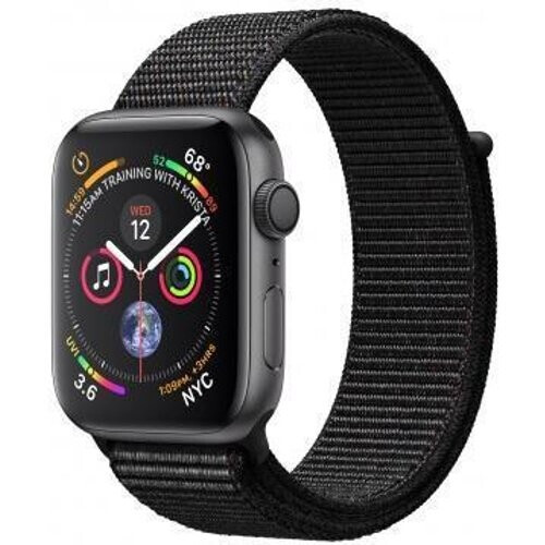 Apple Watch Series 4 (2018) GPS + Cellular 44 mm - Aluminium Spacegrijs - Geweven sportbandje Zwart Tweedehands