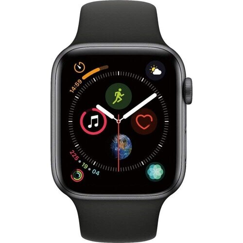 Apple Watch (Series 4) 2018 GPS + Cellular 44 mm - Aluminium Spacegrijs - Sport armband Zwart Tweedehands