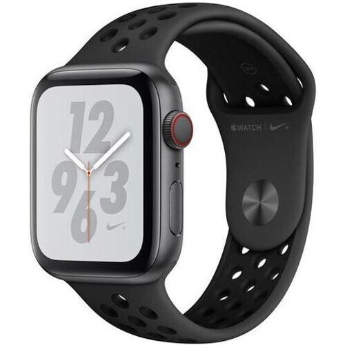 Apple Watch Series 4 (2018) GPS + Cellular 44 mm - Aluminium Spacegrijs - Sportbandje van Nike Zwart Tweedehands