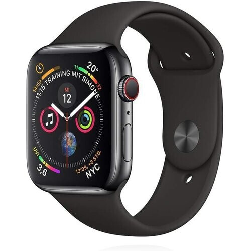 Apple Watch (Series 4) 2018 GPS + Cellular 44 mm - Roestvrij staal Spacegrijs - Zwart Tweedehands