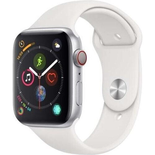 Apple Watch (Series 4) 2018 GPS + Cellular 44 mm - Roestvrij staal Zilver - Wit Tweedehands