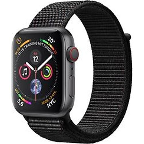 Apple Watch Series 4 44 mm aluminium spacegrijs met geweven sportarmbandje [wifi + cellular] zwart Tweedehands