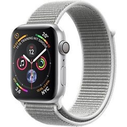 Apple Watch Series 4 44 mm aluminium zilver met geweven sportbandje [wifi] grijs Tweedehands