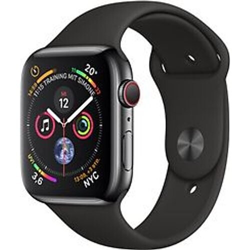 Apple Watch Series 4 44 mm edelstaal space zwart met sportarmband [wifi + cellular] zwart Tweedehands