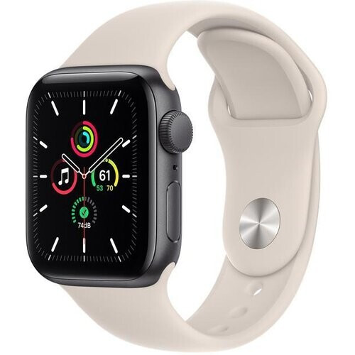 Apple Watch (Series 5) 2019 GPS 44 mm - Aluminium Grijs - Sportbandje Wit Tweedehands