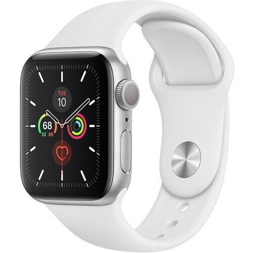 Apple Watch Series 5 (2019) GPS 44 mm - Aluminium Zilver - Sportbandje Wit Tweedehands