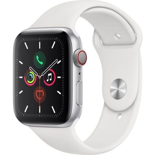 Apple Watch Series 5 (2019) GPS + Cellular 40 mm - Aluminium Zilver - Sportbandje Wit Tweedehands