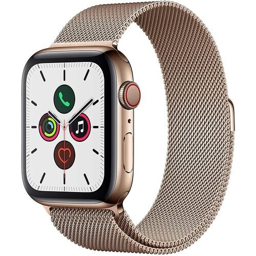 Apple Watch (Series 5) 2019 GPS + Cellular 40 mm - Roestvrij staal Goud - Milanees bandje Goud Tweedehands