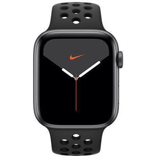 Apple Watch (Series 5) 2019 GPS + Cellular 44 mm - Aluminium Spacegrijs - Nike sport armband Zwart Tweedehands