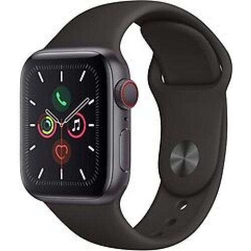 Apple Watch Series 5 40 mm aluminium kast space grey op sportbandje zwart [wifi + cellular] Tweedehands