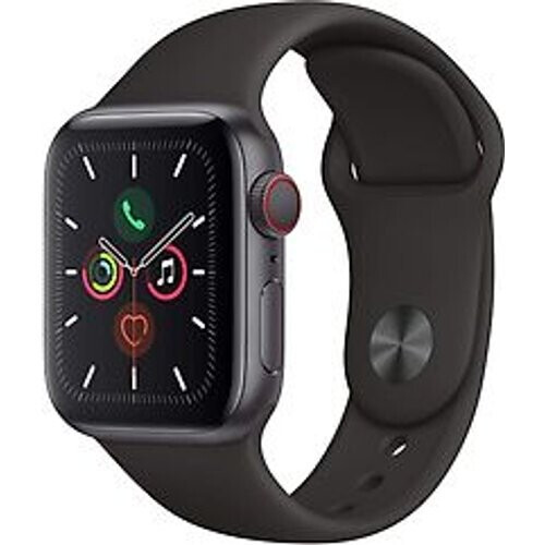 Apple Watch Series 5 40 mm aluminium kast space grey op sportbandje zwart [wifi + cellular] Tweedehands