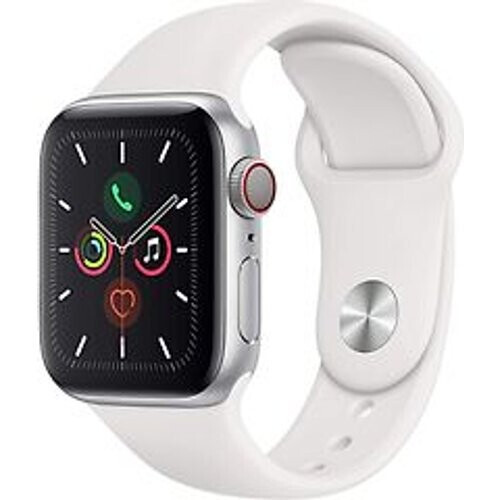Apple Watch Series 5 40 mm aluminium kast zilver op sportbandje wit [wifi + cellular] Tweedehands