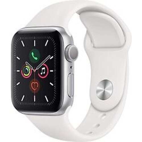 Apple Watch Series 5 40 mm aluminium kast zilver op sportbandje wit [wifi] Tweedehands