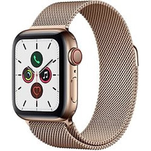 Apple Watch Series 5 40 mm roestvrij stalen kast goud op Milanees bandje goud [wifi + cellular] Tweedehands