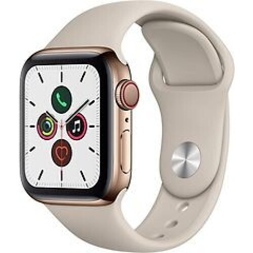 Apple Watch Series 5 40 mm roestvrij stalen kast goud op sportbandje steen [wifi + cellular] Tweedehands