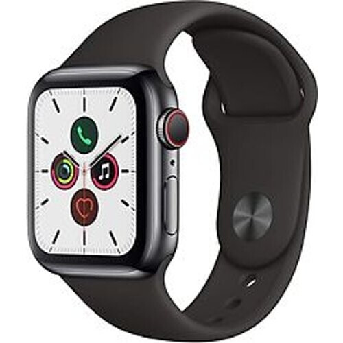 Apple Watch Series 5 40 mm roestvrij stalen kast grafiet op sportbandje zwart [wifi + cellular] Tweedehands