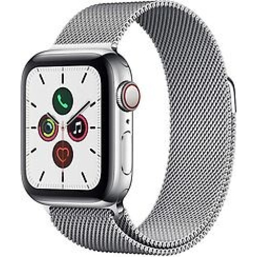 Apple Watch Series 5 40 mm roestvrij stalen kast zilver op Milanees bandje zilver [wifi + cellular] Tweedehands