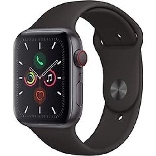 Apple Watch Series 5 44 mm aluminium kast space grey op sportbandje zwart [wifi + cellular] Tweedehands