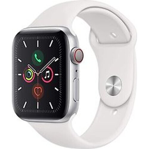 Apple Watch Series 5 44 mm aluminium kast zilver op sportbandje wit [wifi + cellular] Tweedehands