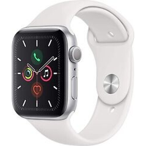 Apple Watch Series 5 44 mm aluminium kast zilver op sportbandje wit [wifi] Tweedehands