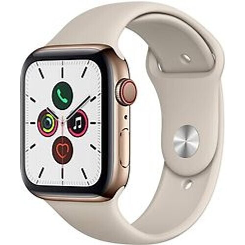 Apple Watch Series 5 44 mm roestvrij stalen kast goud op sportbandje steen [wifi + cellular] Tweedehands