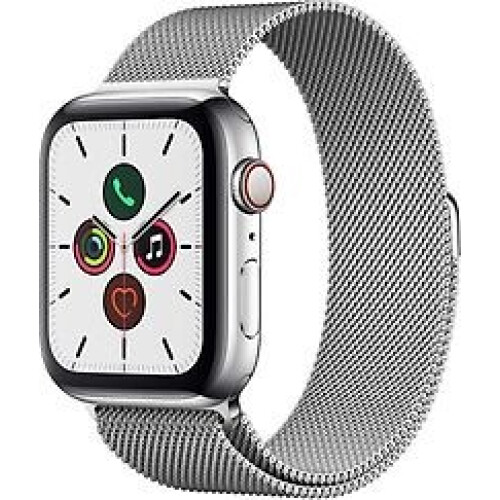 Apple Watch Series 5 44 mm roestvrij stalen kast zilver op Milanees bandje zilver [wifi + cellular] Tweedehands