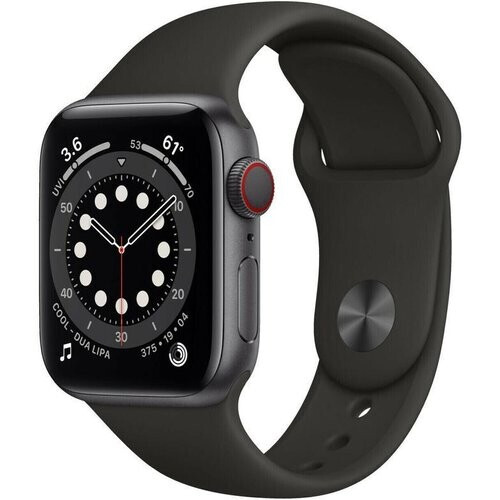 Apple Watch (Series 6) 2020 GPS 40 mm - Aluminium Spacegrijs - Sportbandje Zwart Tweedehands
